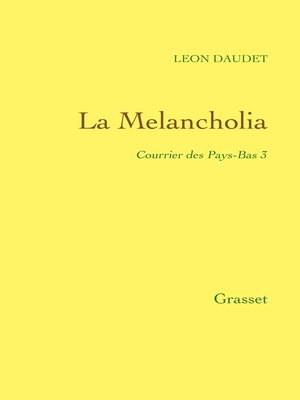 cover image of La Melancholia--Courrier des Pays-Bas Tome 3